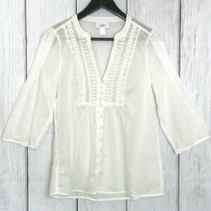 Ann Taylor Loft Ivory Lace Boho Blouse Top